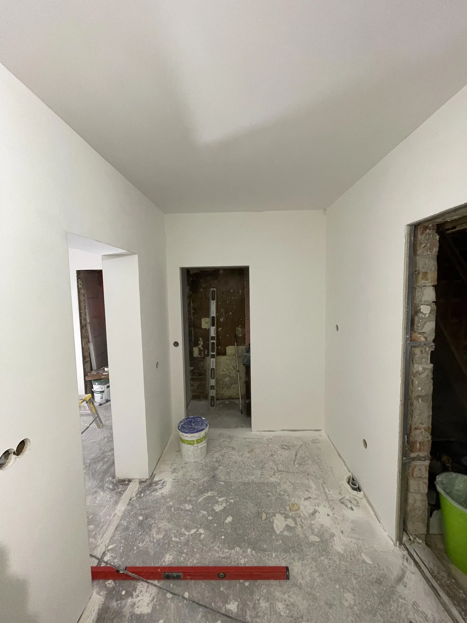 Drywall and interior finishing work in progress